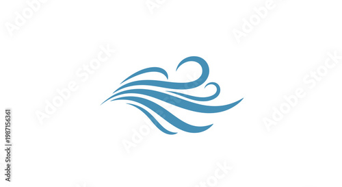 Abstract wind swirl design in blue hues against a white background for various applications