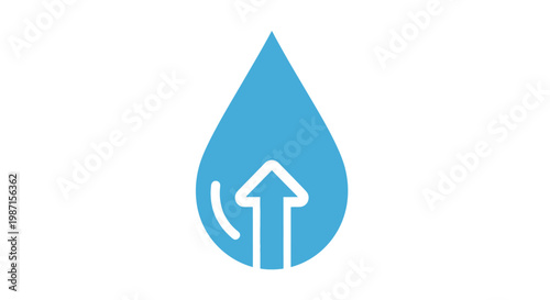 Abstract water droplet with upward arrow, representing growth and resources conservation