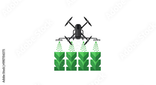 Agricultural drone spraying crops with precision, enhancing efficiency and sustainability in farming
