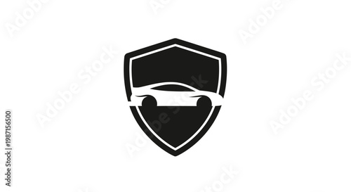 Automotive shield logo design of a sports car, vector illustration, brand identity