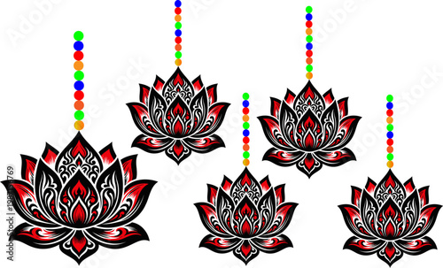 Sacred Lotus Ornament for Vesak Day Spiritual Celebration Vector