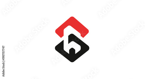 Abstract Geometric Logo Design with Red and Black Color Scheme and Unique Composition