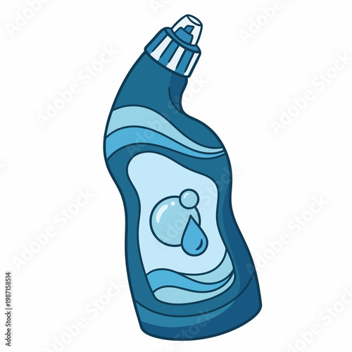 A vibrant blue liquid soap bottle featuring a sleek design, perfect for personal care, emphasizing cleanliness and modern hygiene in everyday life experiences.