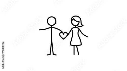 Simple Stick Figure Couple Holding Heart