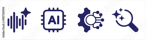 Set of AI generate icon. AI sparkle star with square icon. Artificial intelligence technology and Machine learning concept. Generate symbol for application and web. Vector illustration