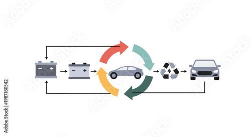 Recycling car parts eco friendly process.
