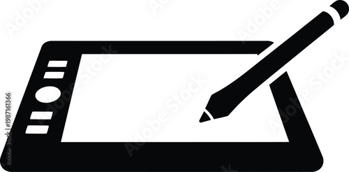 Digital graphics tablet with stylus pen for creative work