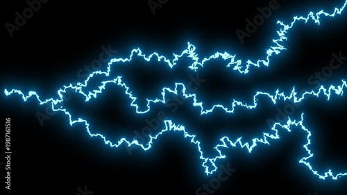 4K Double Blue Electric Lightning Transition Overlay with Alpha Channel on Transparent Background Neon Energy Plasma Bolt VFX Animation