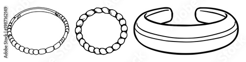 Ceramic bracelet set with aesthetic black line art design featuring jewelry, accessories, adornment with pottery and craft objects