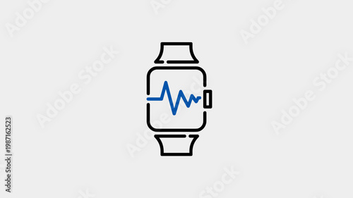 Minimalist watch face with heartbeat line - for wearable technology illustration