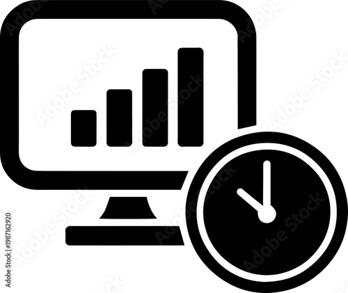 Monitor displaying growth chart with a timer overlay indicating time tracking