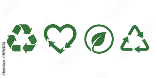 Eco Friendly Recycling and Sustainability Line Icons Set.