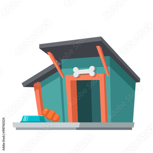 A vibrant and inviting dog house with charming accessories, designed to provide a cozy home for pets while showcasing creativity, functionality, and playful aesthetics for animal lovers.