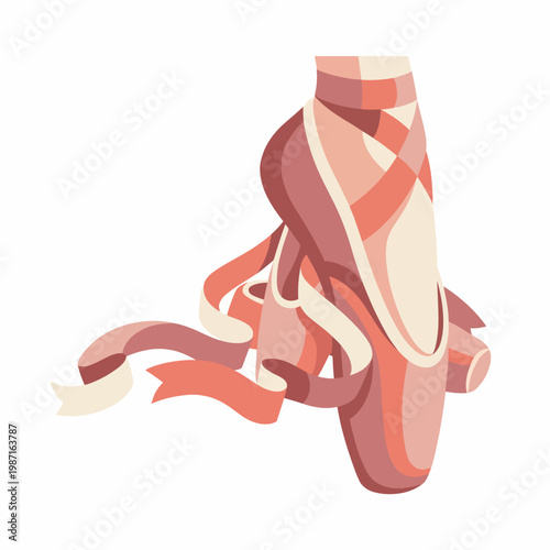 A delicate illustration of ballet pointe shoes with flowing ribbons, emphasizing the grace, artistry, and dedication inherent in ballet as an expressive dance form.