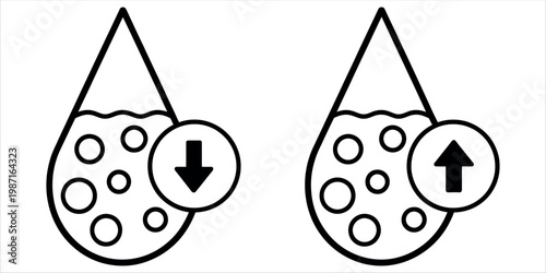 Minimalist illustration showing a teardrop-shaped container with circular holes filling and emptying, ideal for concepts like resource management, capacity, or process flow in business and education.