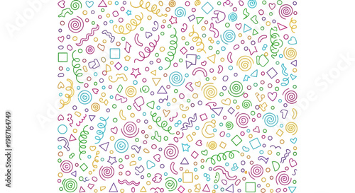 Vibrant hgfjd patterns unfold in a colorful illustration with shapes and symbols.