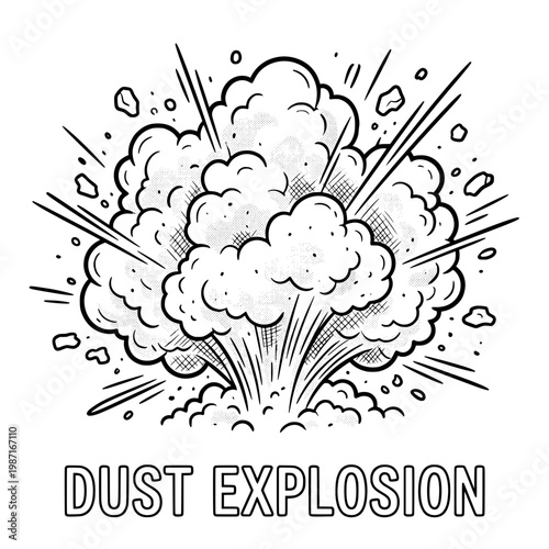 Dramatic Black and White Explosion Cloud Bursting Outward Dramatic Effect.