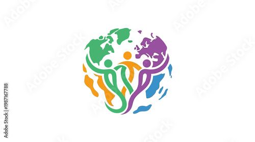 People Holding Hands Around the World Globe