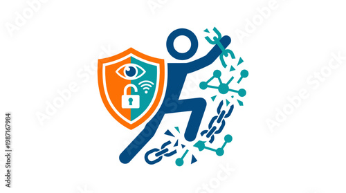 Data Security Concept User Breaking Free from Cyber Threats