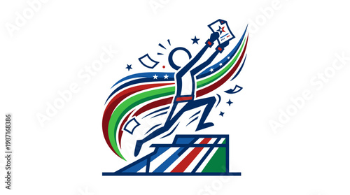 Triumphant Figure Celebrating Success and Achievement