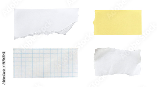 Fotografía Collection of wide blank paper banners and grid notes on a transparent backgroun