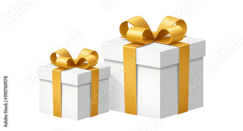 gift, box, present, white, gold, ribbon, bow, luxury, elegant, package, celebration, festive, decoration, wrapping, surprise, design, simple