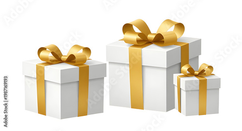 gift, box, present, white, gold, ribbon, bow, luxury, elegant, package, celebration, festive, decoration, wrapping, surprise, design, simple