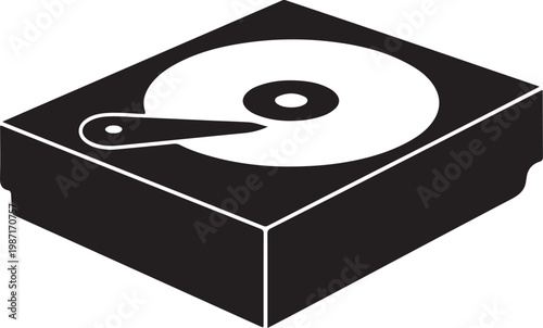 Vinyl record player turntable on a cube shaped platform  music equipment  DJ gear