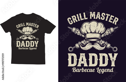 Grill master daddy barbecue legend vintage bbq dad t shirt design