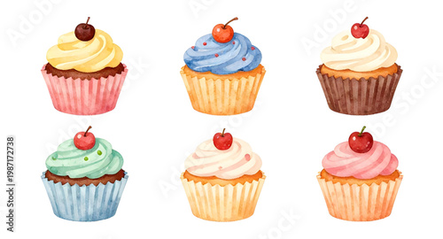 cupcake collection, colorful cupcakes, dessert clipart, bakery sweets, frosting cupcakes, decorated cupcakes, sugar dessert, pastry set, sweet treats, cupcake illustration, food vector, party cupcakes