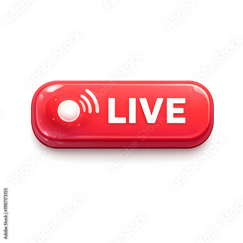 A red live streaming button with a white signal icon on a black background