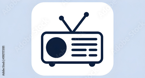radio icon, radio receiver, audio device, signal receiver, antenna radio, broadcast icon, sound device, communication icon, modern radio, media device, minimalist icon, tech symbol, radio design, simp