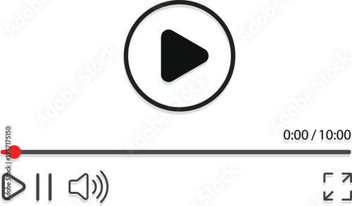 Minimalist video player interface with play button and progress bar