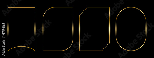 Set of aesthetic golden line frames, text boxes vector elements