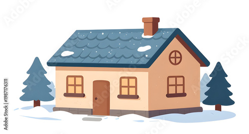 winter, snow, house, shed, cozy, cold, landscape, home, season, snowfall, frost, village, cabin, outdoor, holiday, design, illustration