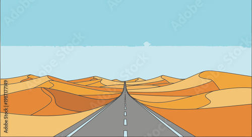 Canyon landscape illustration brown cliffs and blue sky vector graphic