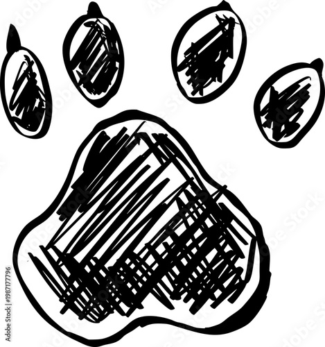 Sketch Hand Drawn Paw Print