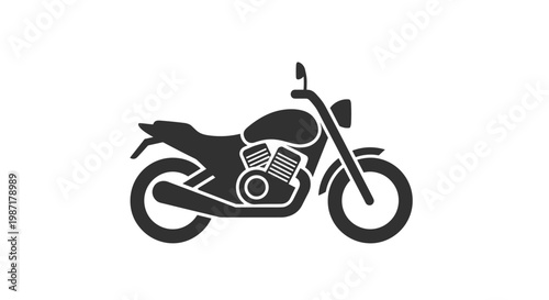 Clean black silhouette of a modern cruiser motorcycle is isolated on a white background for easy graphic integration.