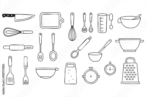 Kitchenware Icons for Cooking Baking and Food Preparation Design