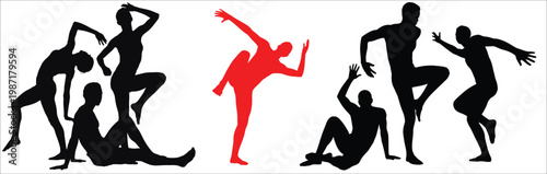 Dance Performer Silhouette Icons, Modern Ballet and Contemporary Dance Poses