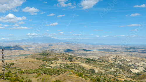 View From Belvedere in Aidone, Enna, Sicily, Italy