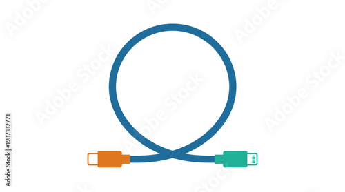 Blue cable with orange green connectors.
