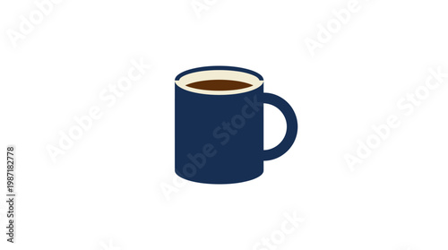 Dark blue coffee mug with handle.