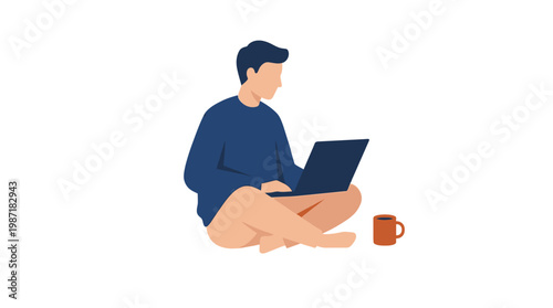 Man sitting with laptop computer.