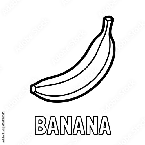 Simple black and white illustration of a fresh banana fruit.