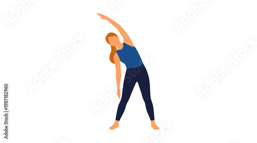 Woman in yoga stretching pose outside.