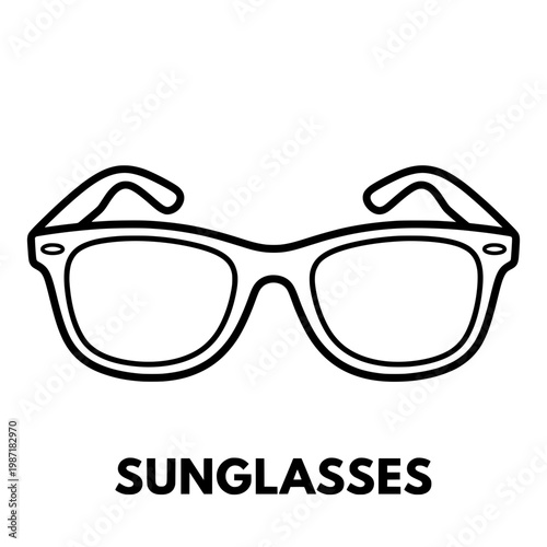 Classic Black Sunglasses Depicted in a Simple Line Art Style.