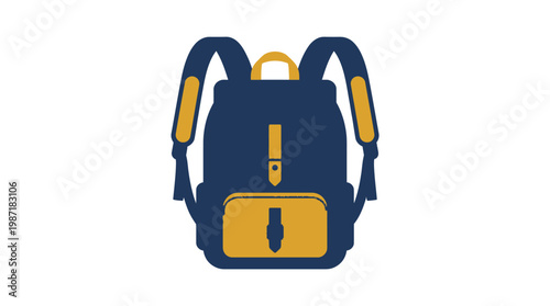Navy Blue and Yellow Backpack.