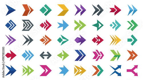Collection of colorful arrow icons.