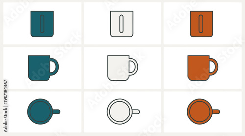 Collection of coffee mug icons.